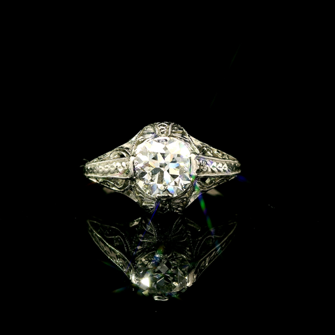 Art Deco .80ct. Diamond Antique Engagement - Fashion Ring Platinum - J43049