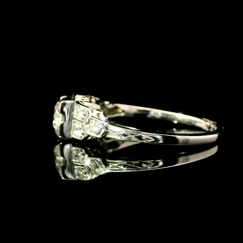 Art Deco .42ct. Diamond Antique Engagement - Fashion Ring 18K White Gold - J43064