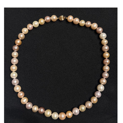 9.5-10.0mm Estate Pearl Necklace Yellow Gold - J43067