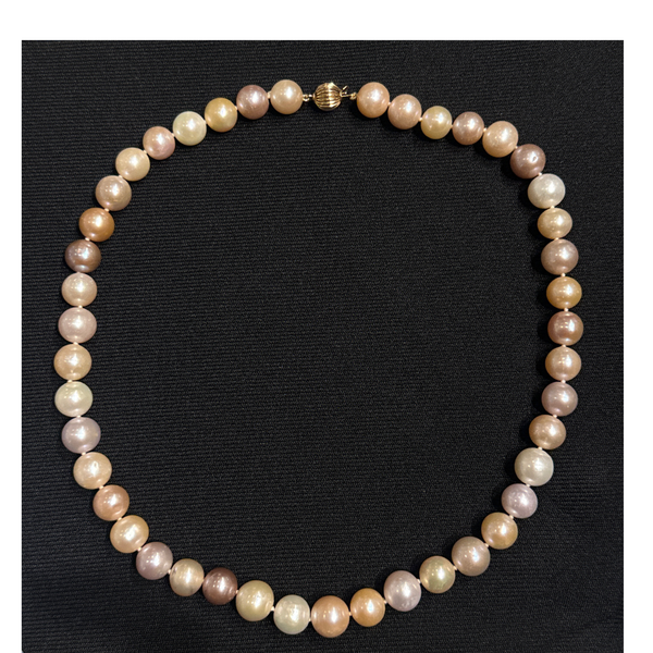 9.5-10.0mm Estate Pearl Necklace Yellow Gold - J43067