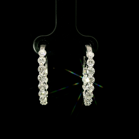 2.09ct. T.W. Diamond Estate Hoop Earrings Platinum - J43079