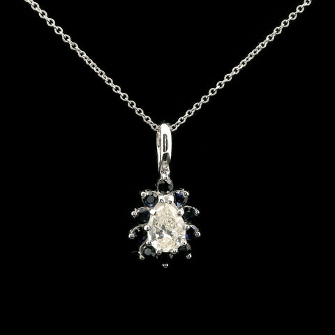 .65ct. Diamond & .50ct. T.W. Sapphire Estate Necklace & White Gold - J43091
