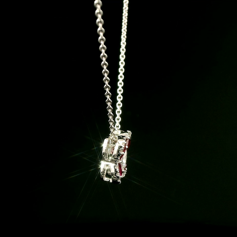 .70ct. T.W. Ruby & .32ct. T.W. Diamond Estate Butterfly Necklace 18K White Gold - J43077