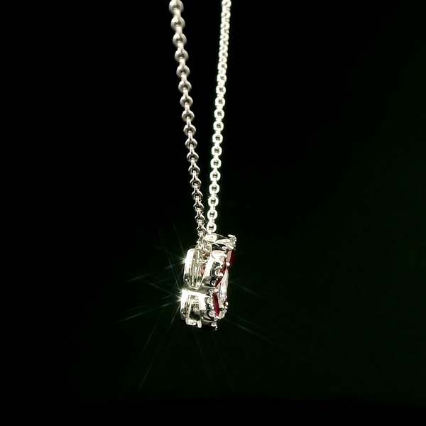 .70ct. T.W. Ruby & .32ct. T.W. Diamond Estate Butterfly Necklace 18K White Gold - J43077