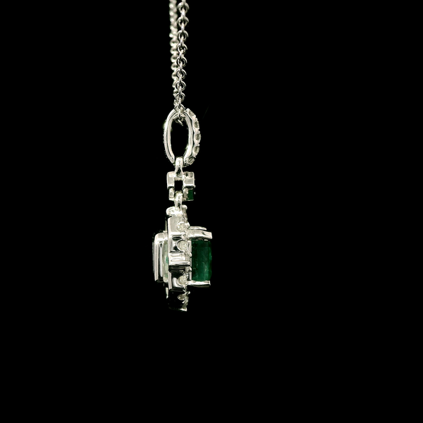 .91ct. Emerald & .21ct. T.W. Diamond Estate Necklace White Gold - J43075