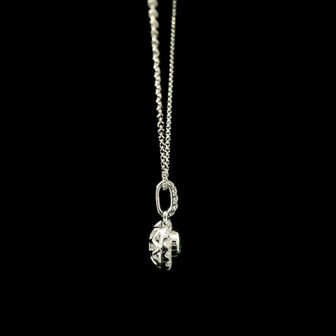 .35ct. Emerald and .20ct. T.W. Diamond Estate Necklace White Gold - J43076
