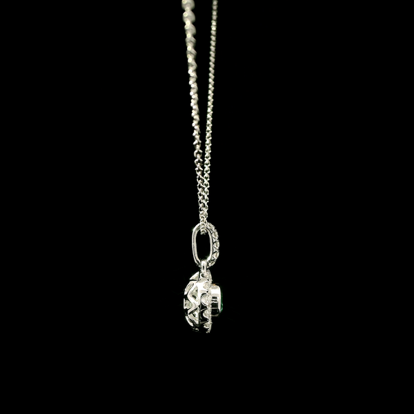 .35ct. Emerald and .20ct. T.W. Diamond Estate Necklace White Gold - J43076