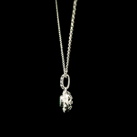 .35ct. Emerald and .20ct. T.W. Diamond Estate Necklace White Gold - J43076