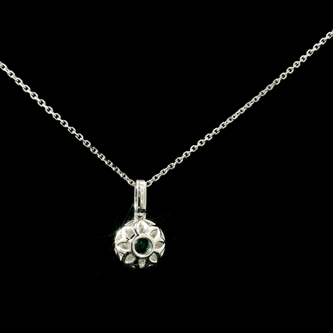 .35ct. Emerald and .20ct. T.W. Diamond Estate Necklace White Gold - J43076