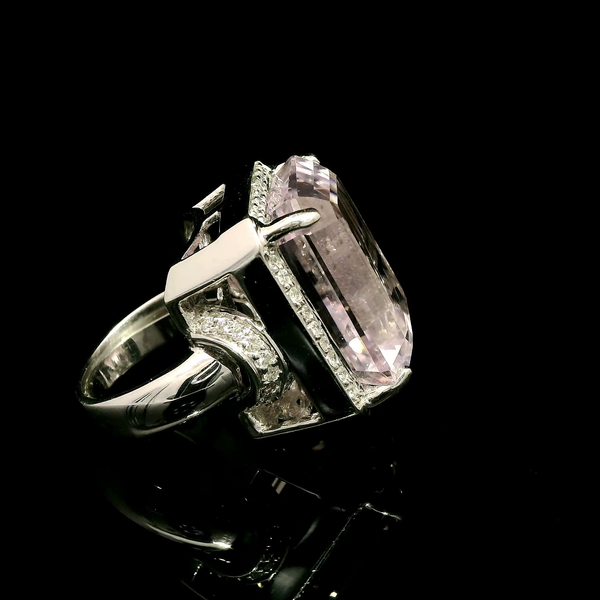31.50ct. Kunzite & Diamond Estate Wedding - Fashion Ring White Gold - J43105C