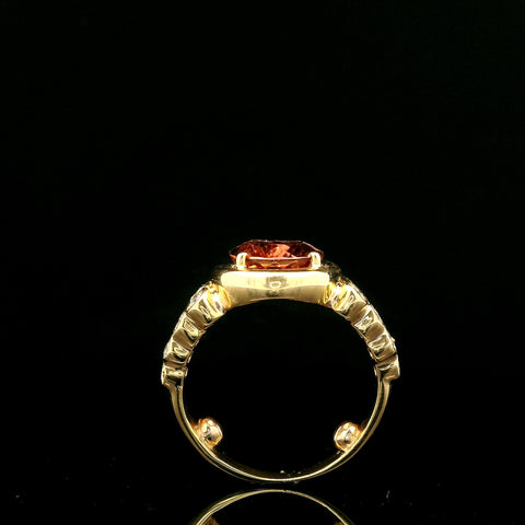 4.50ct. Imperial Topaz & Diamond Estate Wedding - Fashion Ring 18K Yellow Gold - J43104C