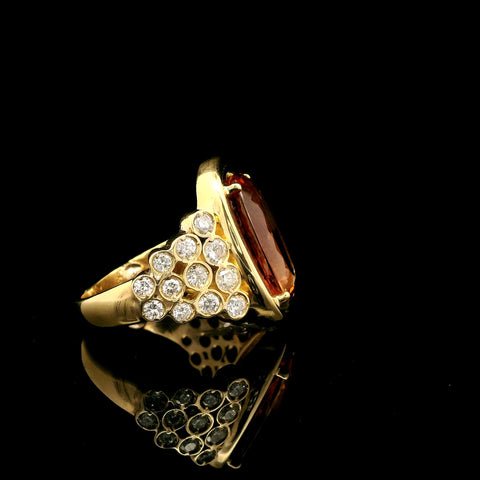 4.50ct. Imperial Topaz & Diamond Estate Wedding - Fashion Ring 18K Yellow Gold - J43104C