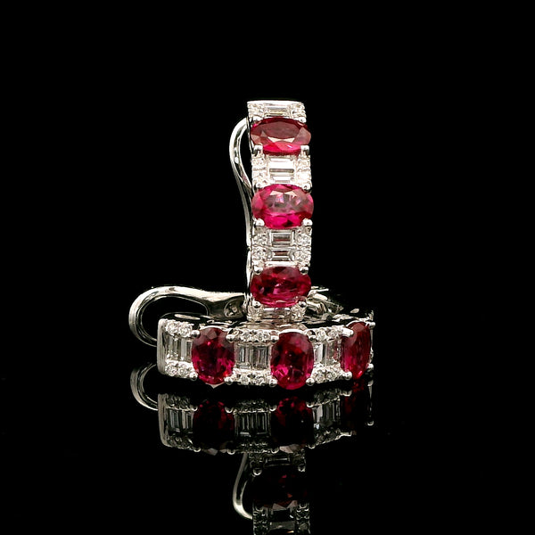 1.38ct. T.W. Ruby & Diamond Estate Hoop Earrings 