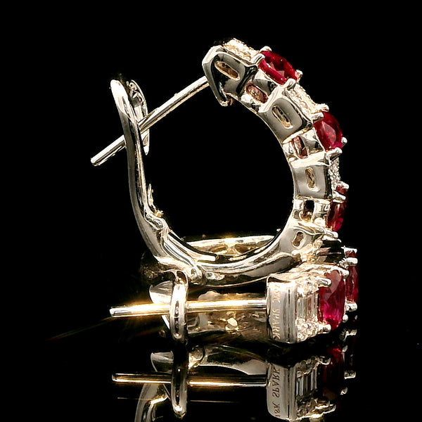 1.38ct. T.W. Ruby & Diamond Estate Hoop Earrings 