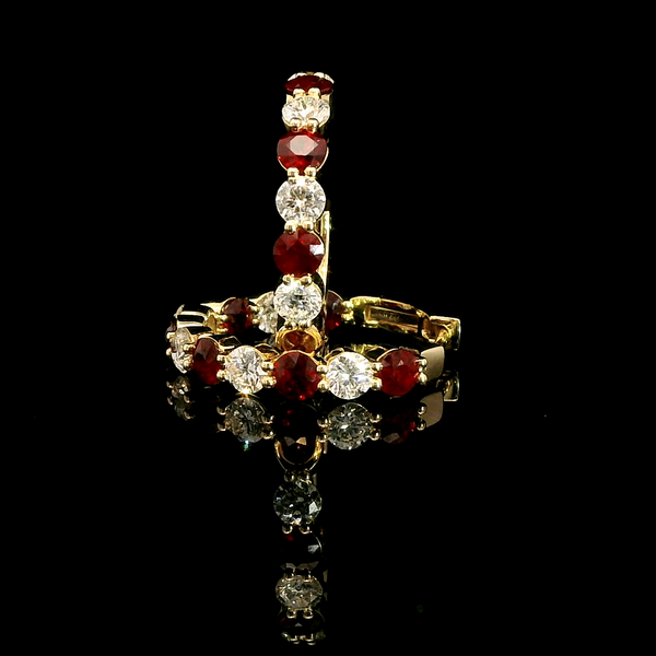 2.15ct. T.W. Ruby & Diamond 18K Estate Hoop Earrings 18K Yellow Gold - J43083