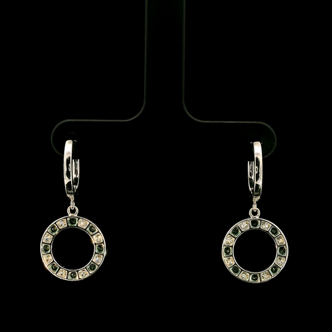 .75ct. T.W. Diamond & .50ct. T.W. Emerald Estate Hoop Earrings 18K White Gold "Spark" - J43081