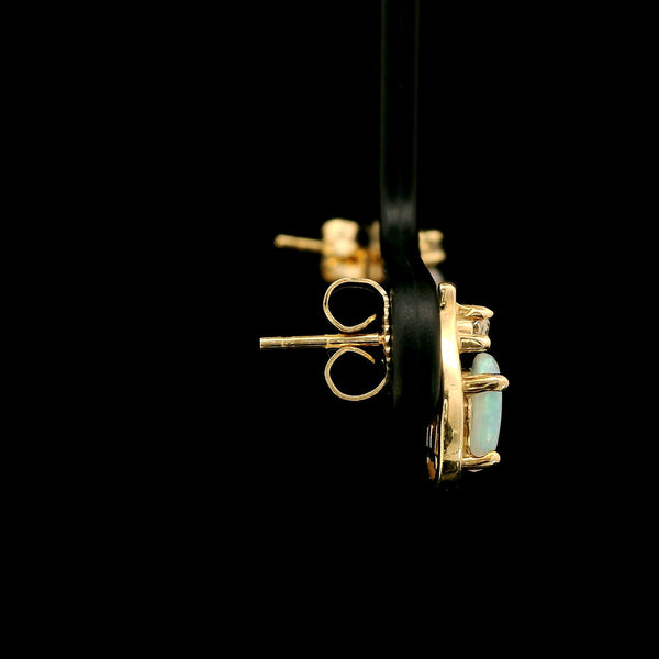 .50ct. T.W. Opal & Diamond Estate Stud Earrings Yellow Gold - J43099