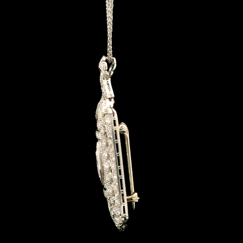 Art Deco 3.13ct. T.W. Diamond Antique Necklace/Brooch Platinum - J43110