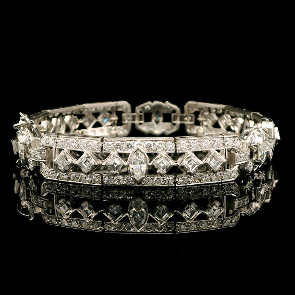 Art Deco 6.50ct. T.W. Diamond Antique Bracelet Platinum - J43111