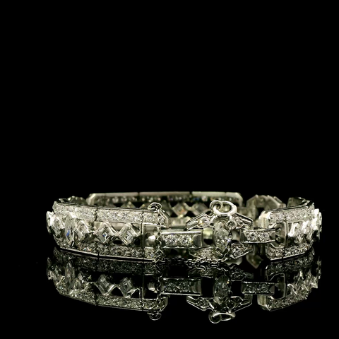 Art Deco 6.50ct. T.W. Diamond Antique Bracelet Platinum - J43111