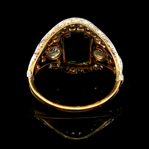 Edwardian 2.25ct. Emerald & Diamond Antique Wedding - Fashion Ring Platinum & Yellow Gold - J43117