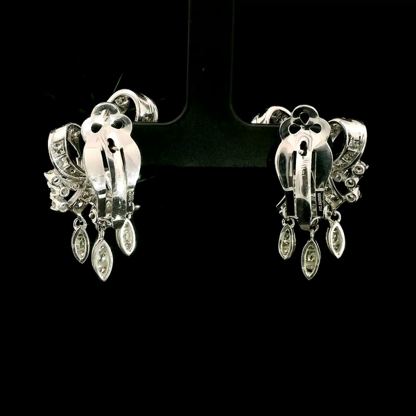 Edwardian 3.60ct. T.W. Diamond Antique Earrings Platinum - J43116