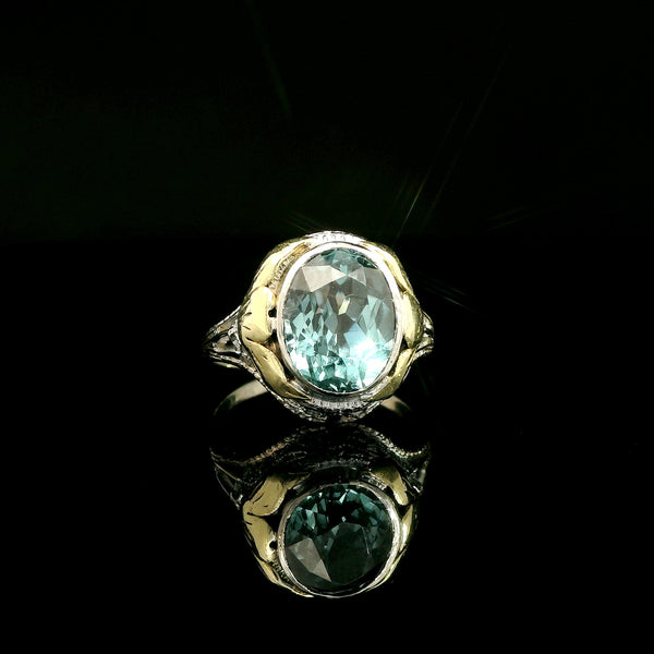 3.00ct. Spinel Vintage Fashion Ring White & Yellow Gold - J42748