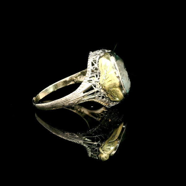 3.00ct. Spinel Vintage Fashion Ring White & Yellow Gold - J42748