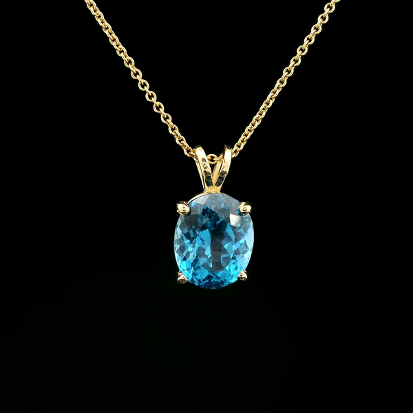 4.70ct. Blue Topaz Estate Necklace Yellow Gold - J43122G