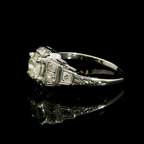 Art Deco .53ct. Diamond Antique Engagement - Fashion Ring Platinum - J43051