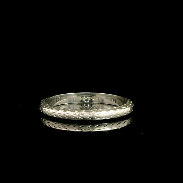 Art Deco Antique Wedding Band Platinum - J43107