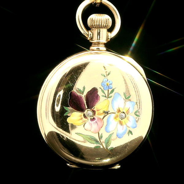 Edwardian American Waltham Antique Pocket Watch Yellow Gold - J43025