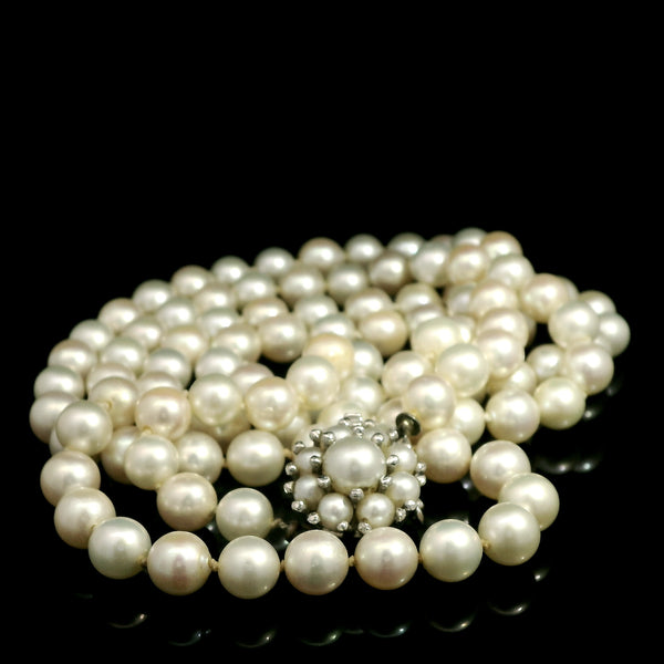 Vintage 6.1mm Akoya Cultured Pearl Necklace White Gold - J43141