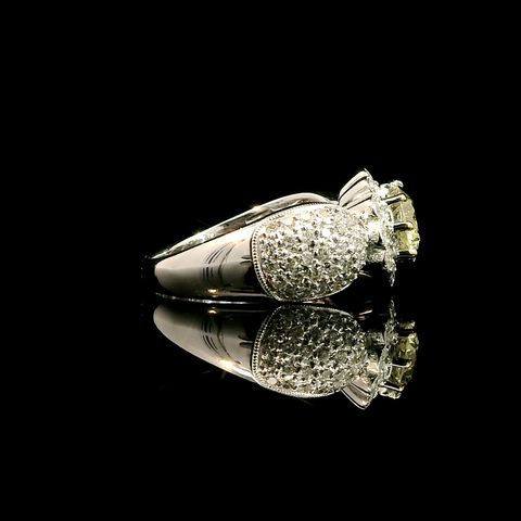 1.02ct. Fancy Yellow Diamond Estate Engagement - Fashion Ring Platinum GIA - J43158