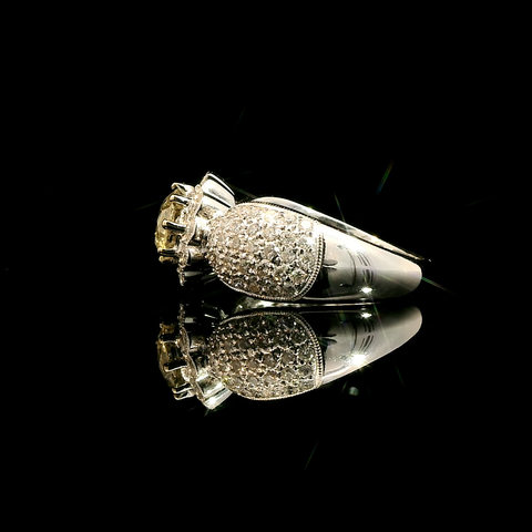 1.02ct. Fancy Yellow Diamond Estate Engagement - Fashion Ring Platinum GIA - J43158