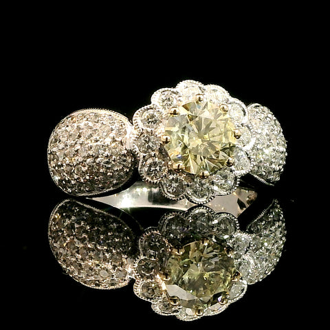 1.02ct. Fancy Yellow Diamond Estate Engagement - Fashion Ring Platinum GIA - J43158