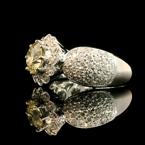 1.02ct. Fancy Yellow Diamond Estate Engagement - Fashion Ring Platinum GIA - J43158