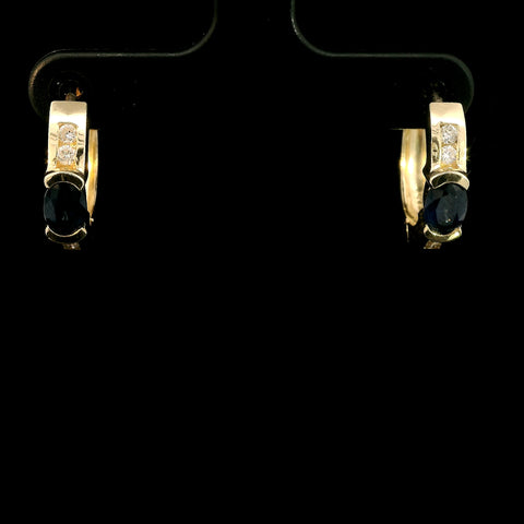 1.00ct. T.W. Sapphire & .20ct. T.W. Diamond Estate Earrings Yellow Gold - J43161