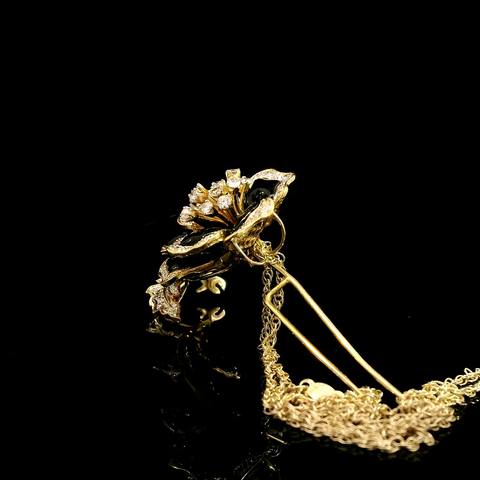 1.00ct. T.W. Diamond, Ruby & Onyx Estate Necklace - Brooch 18K Yellow & W/Gold - J43169