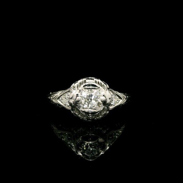 .45ct. Diamond Vintage Engagement - Fashion Ring Platinum - J43171G