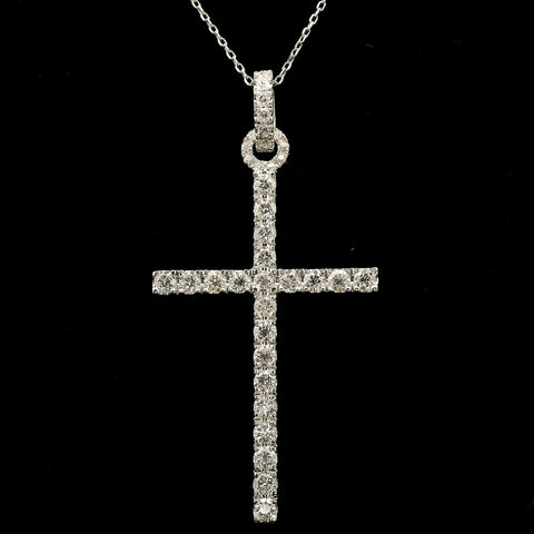 1.33ct. T.W. Diamond Estate Cross Necklace White Gold - J43189