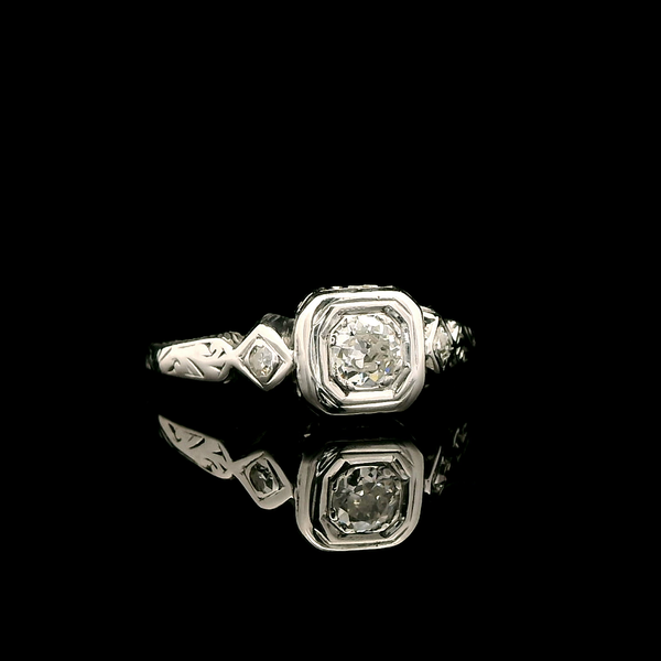 .16ct. Diamond Vintage Engagement - Fashion Ring 18K White Gold - J43192