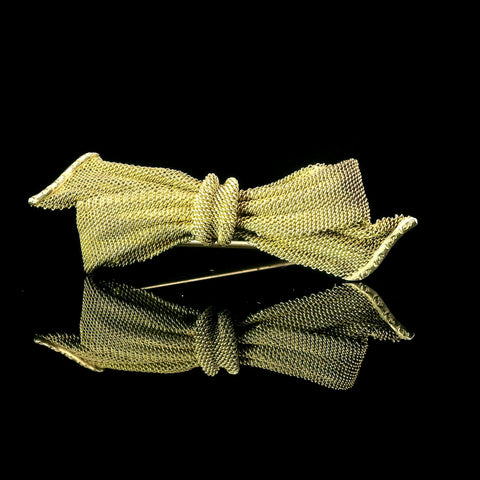 Edwardian Antique Bow Brooch Yellow Gold - J43213