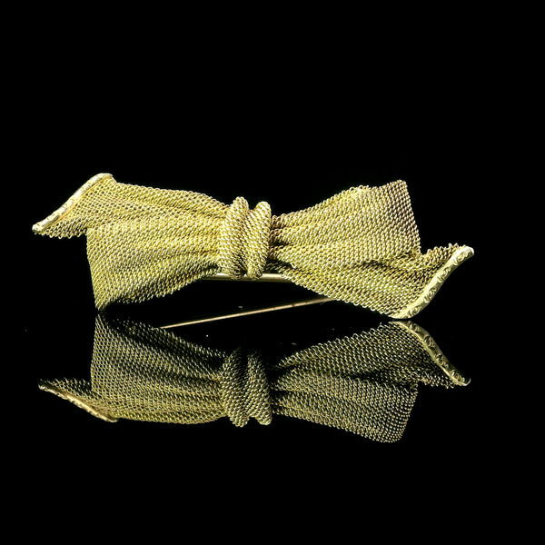 Edwardian Antique Bow Brooch Yellow Gold - J43213
