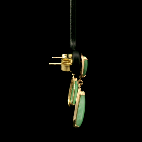 1.70ct. T.W. Jadeite Vintage Dangle Earrings Yellow Gold - J43217