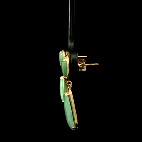 1.70ct. T.W. Jadeite Vintage Dangle Earrings Yellow Gold - J43217