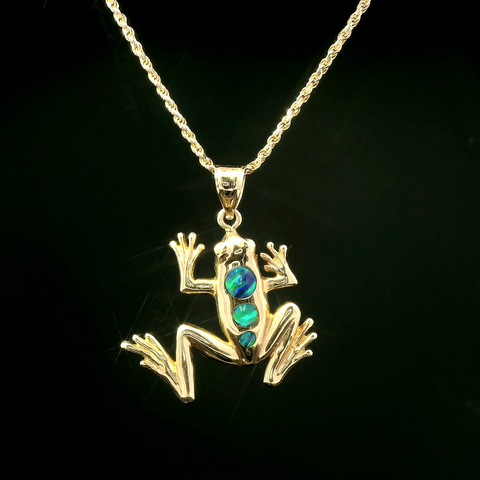 Black Opal Estate Frog Necklace Yellow Gold - J43221