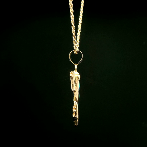 Black Opal Estate Frog Necklace Yellow Gold - J43221