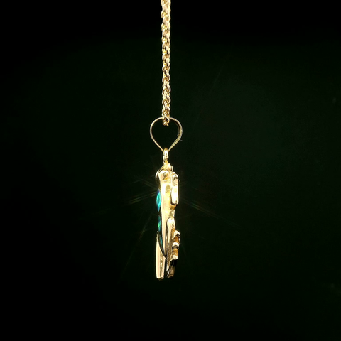 Black Opal Estate Frog Necklace Yellow Gold - J43221