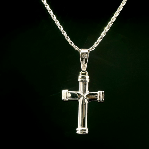 Estate Crucifix Necklace White Gold - J43220